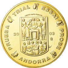 Andorra, Medal, 50 C, Essai Trial, 2003, MS(65-70), Copper-Nickel Gilt
