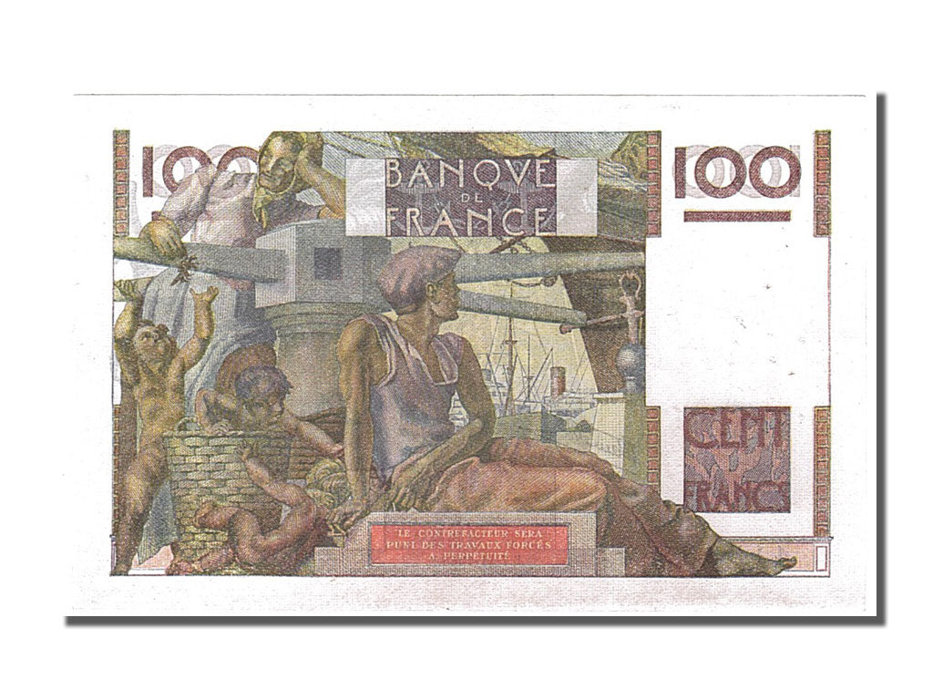 Geldschein, Frankreich, 100 Francs, 100 F 1945-1954 ''Jeune Paysan'', 1945