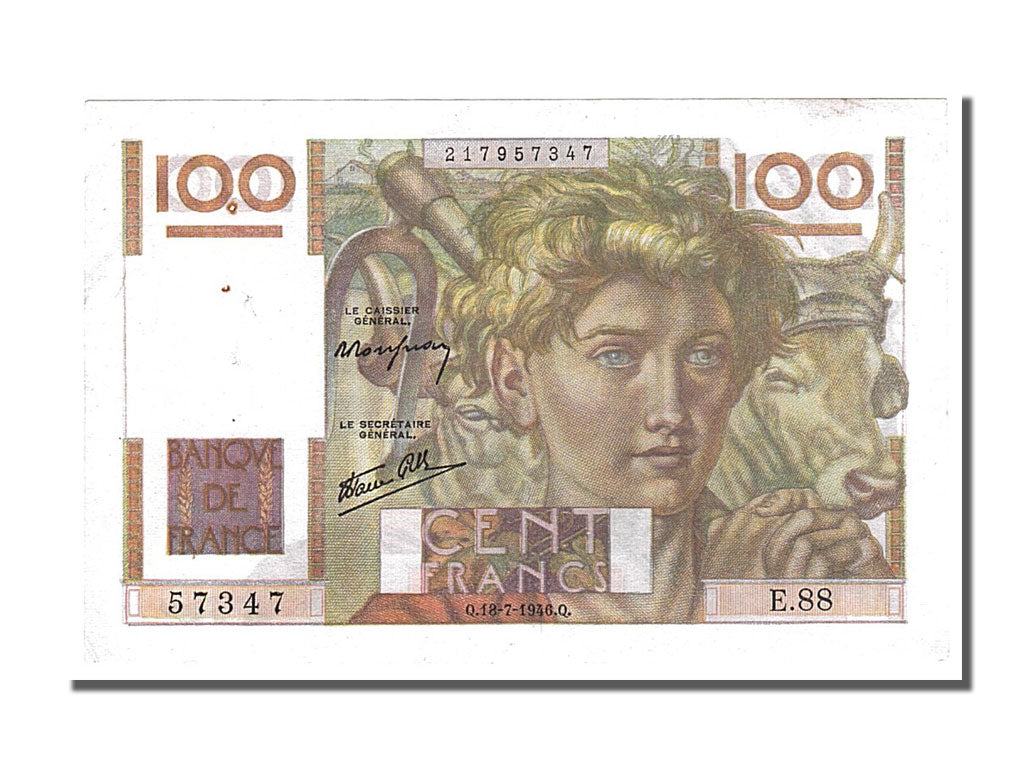 Francia, 100 Francs, 100 F 1945-1954 ''Jeune Paysan'', 1946, 1946-07-18, SPL-...