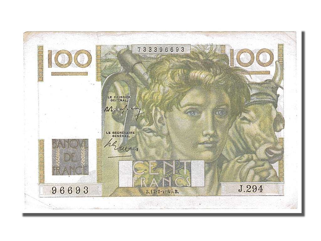 France, 100 Francs, 100 F 1945-1954 ''Jeune Paysan'', 1949, KM #128b,...