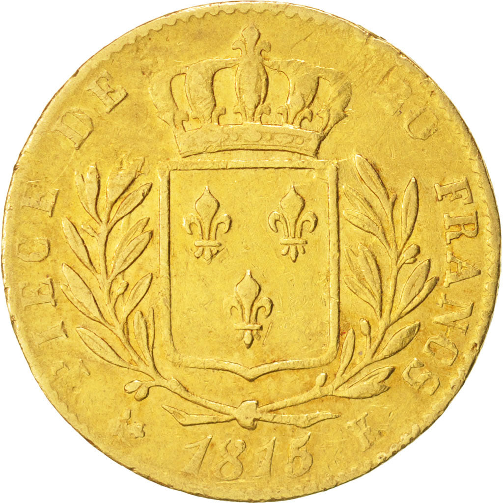 France, Louis XVIII, 20 Francs, 1815, Bordeaux, EF(40-45), Gold, KM 706.3