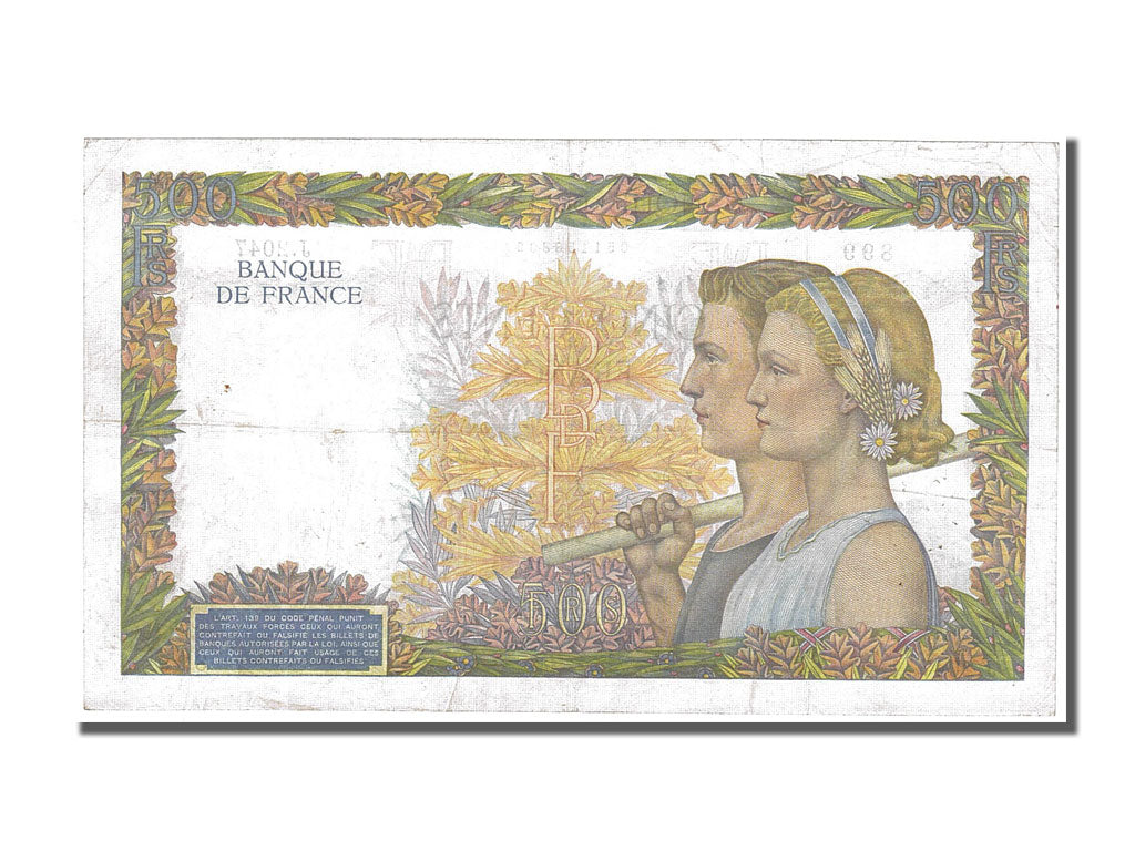 France, 500 Francs, 500 F 1940-1944 ''La Paix'', 1941, KM #95b, 1941-02-06,...