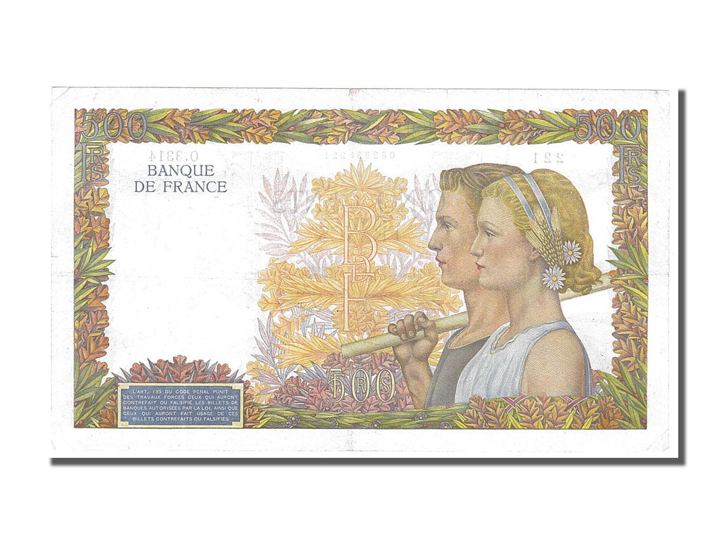 France, 500 Francs, 500 F 1940-1944 ''La Paix'', 1941, KM #95b, 1941-06-26,...
