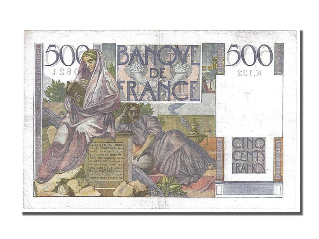 Francia, 500 Francs, 500 F 1945-1953 ''Chateaubriand'', 1953, KM:129c, 1953-0...