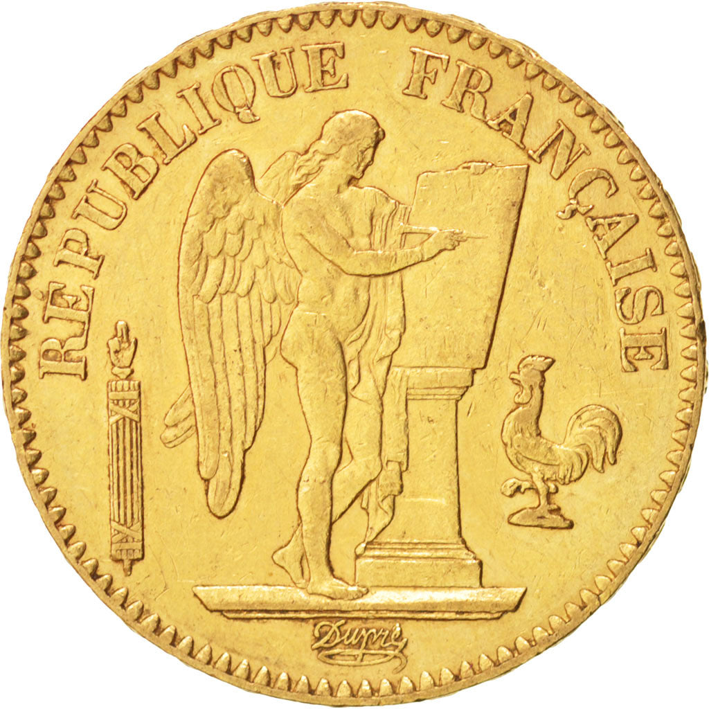 France, Génie, 20 Francs, 1871, Paris, AU(50-53), Gold, KM:825, Gadoury:1063