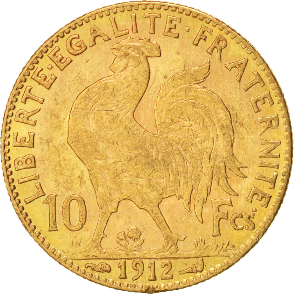 Frankreich, Marianne, 10 Francs, 1912, Paris, AU(55-58),Gold,KM:846,Gadoury 1017