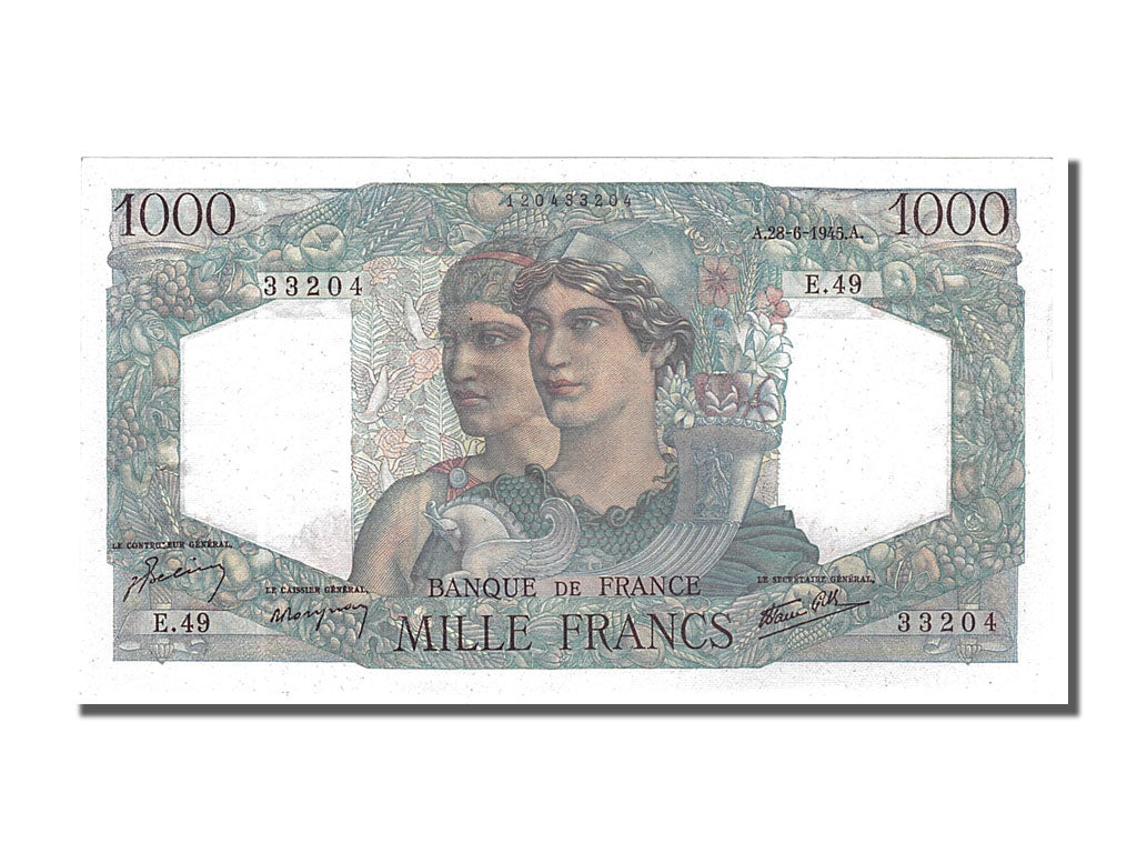 France, 1000 Francs, 1 000 F 1945-1950 ''Minerve et Hercule'', 1945, KM #130a,..