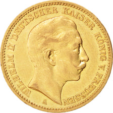German States, PRUSSIA, Wilhelm II, 20 Mark, 1890, Berlin, AU(50-53),Gold,KM 521