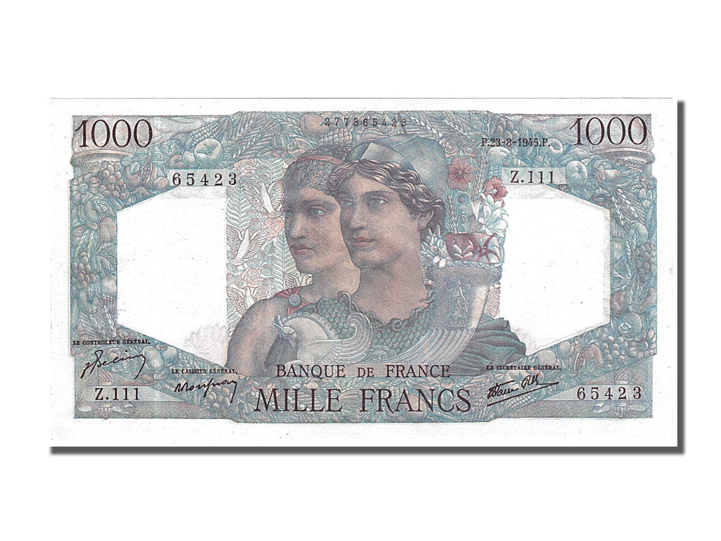 Banknote, France, 1000 Francs, 1 000 F 1945-1950 ''Minerve et Hercule'', 1945