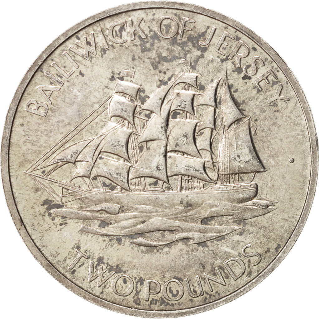 Jersey, Elizabeth II, 2 Pounds, 1972, AU(55-58), Silver, KM:37