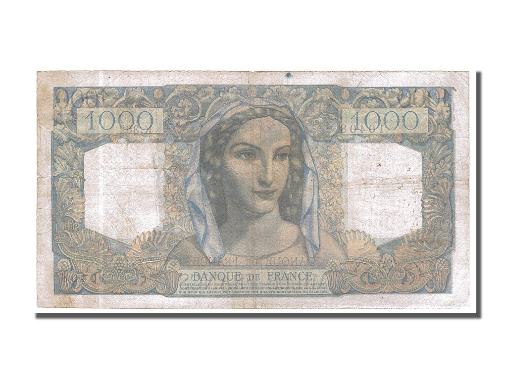 Francia, 1000 Francs, 1 000 F 1945-1950 ''Minerve et Hercule'', 1947, KM:130a...