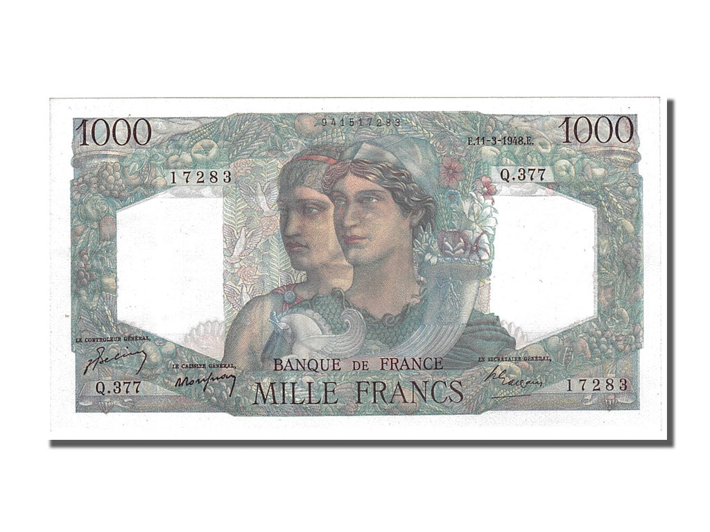 France, 1000 Francs, 1 000 F 1945-1950 ''Minerve et Hercule'', 1948, KM #130b,..