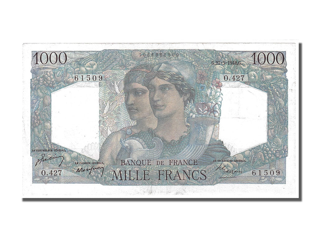 France, 1000 Francs, 1 000 F 1945-1950 ''Minerve et Hercule'', 1948, KM #130b,..