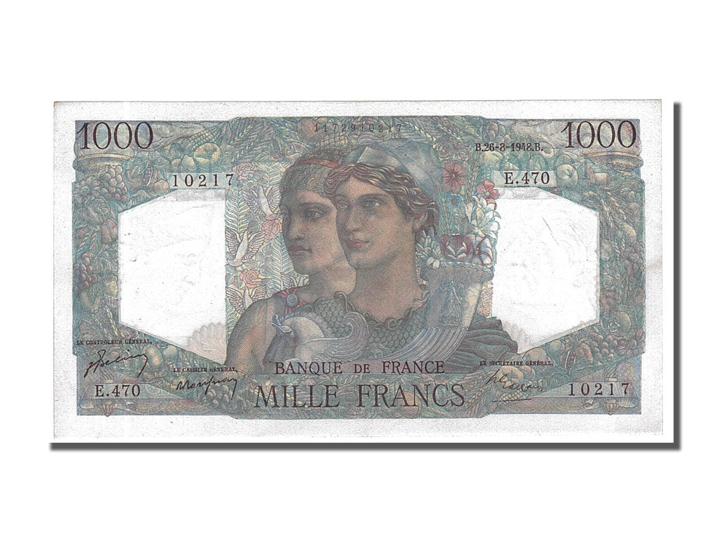 France, 1000 Francs, 1 000 F 1945-1950 ''Minerve et Hercule'', 1948, KM #130b,..