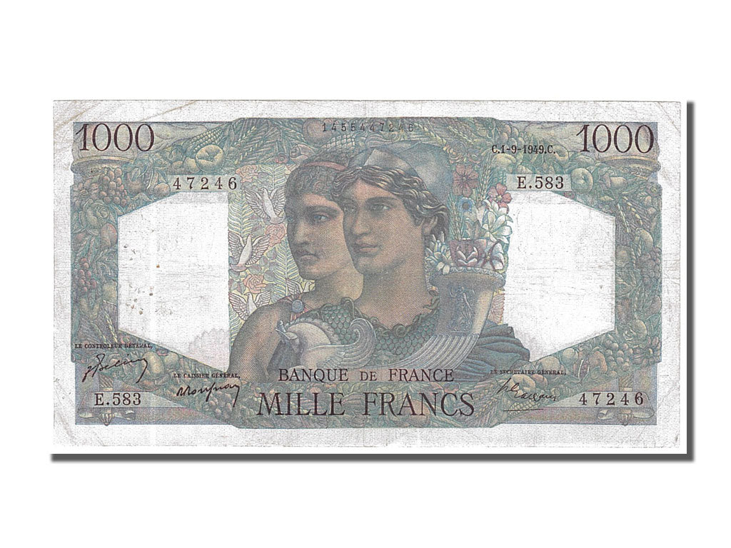 Banknote, France, 1000 Francs, 1 000 F 1945-1950 ''Minerve et Hercule'', 1949