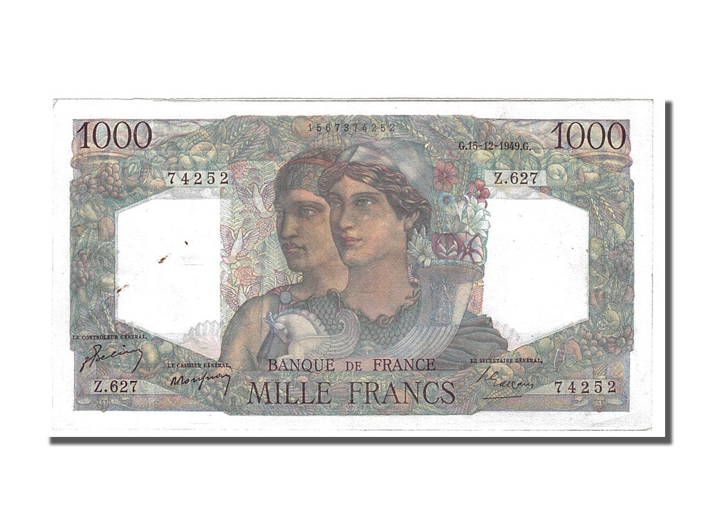 France, 1000 Francs, 1 000 F 1945-1950 ''Minerve et Hercule'', 1949, KM #130b,..
