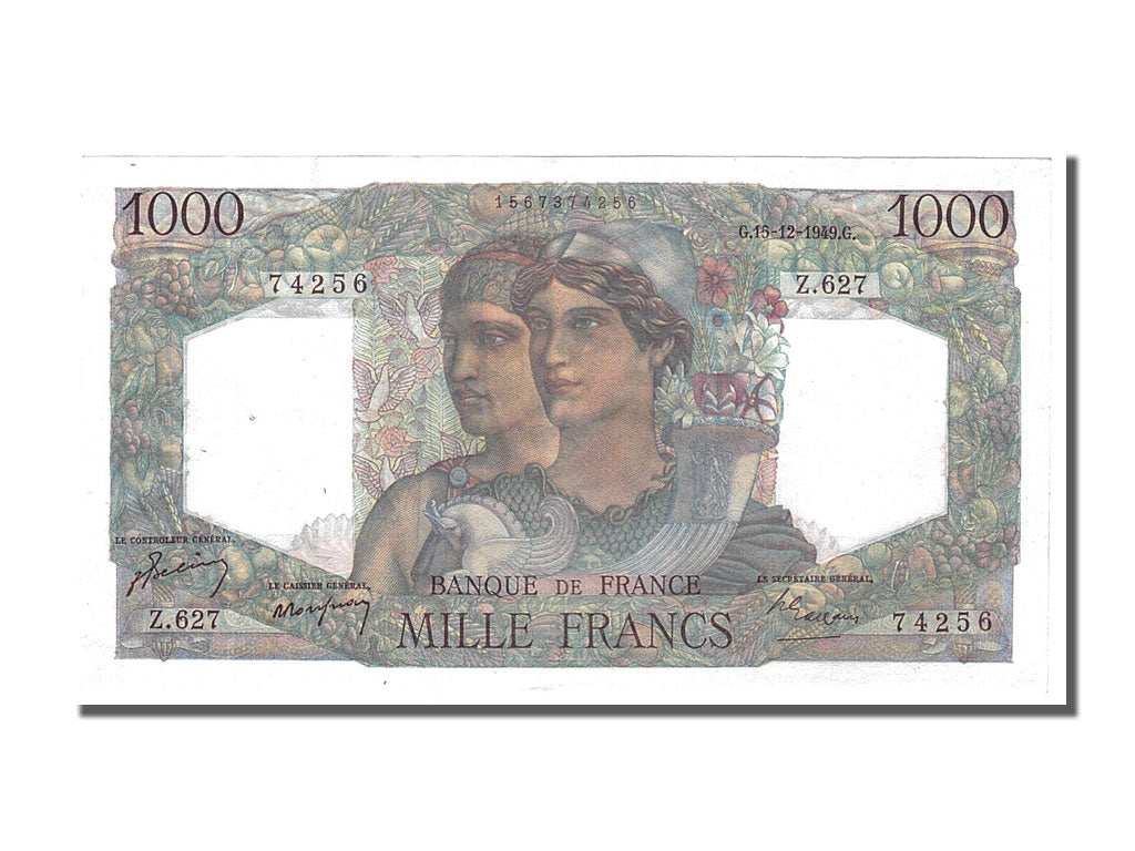 Banknote, France, 1000 Francs, 1 000 F 1945-1950 ''Minerve et Hercule'', 1949