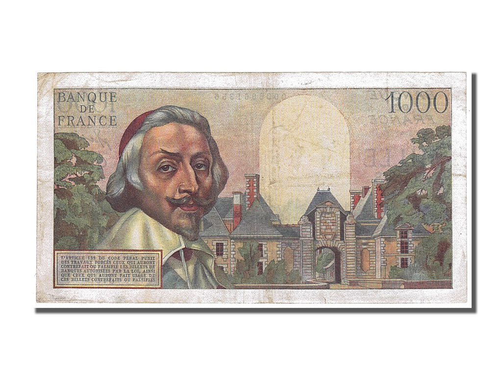 Francia, 1000 Francs, 1 000 F 1953-1957 ''Richelieu'', 1953, KM:134a, 1953-09...