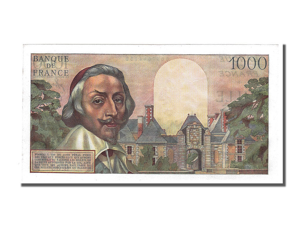 France, 1000 Francs, 1 000 F 1953-1957 ''Richelieu'', 1954, KM #134a,...