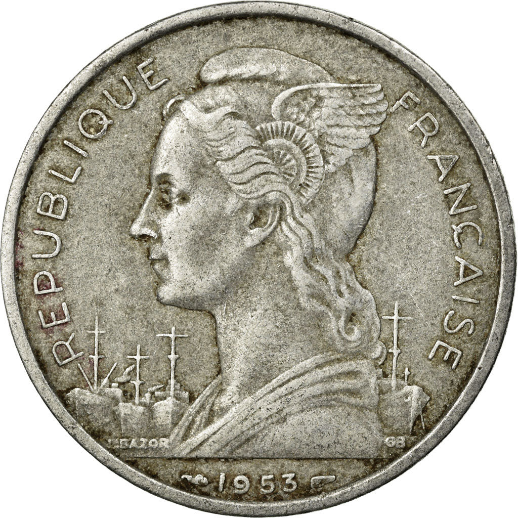 Coin, Madagascar, 5 Francs, 1953, Paris, EF(40-45), Aluminum, KM:5