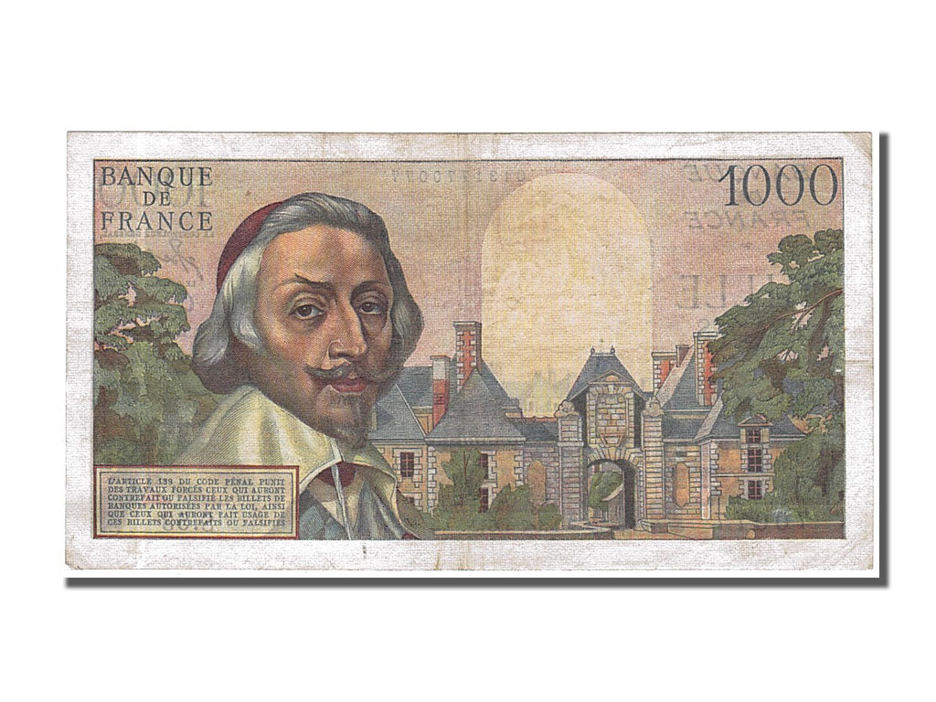 France, 1000 Francs, 1 000 F 1953-1957 ''Richelieu'', 1954, KM #134a,...