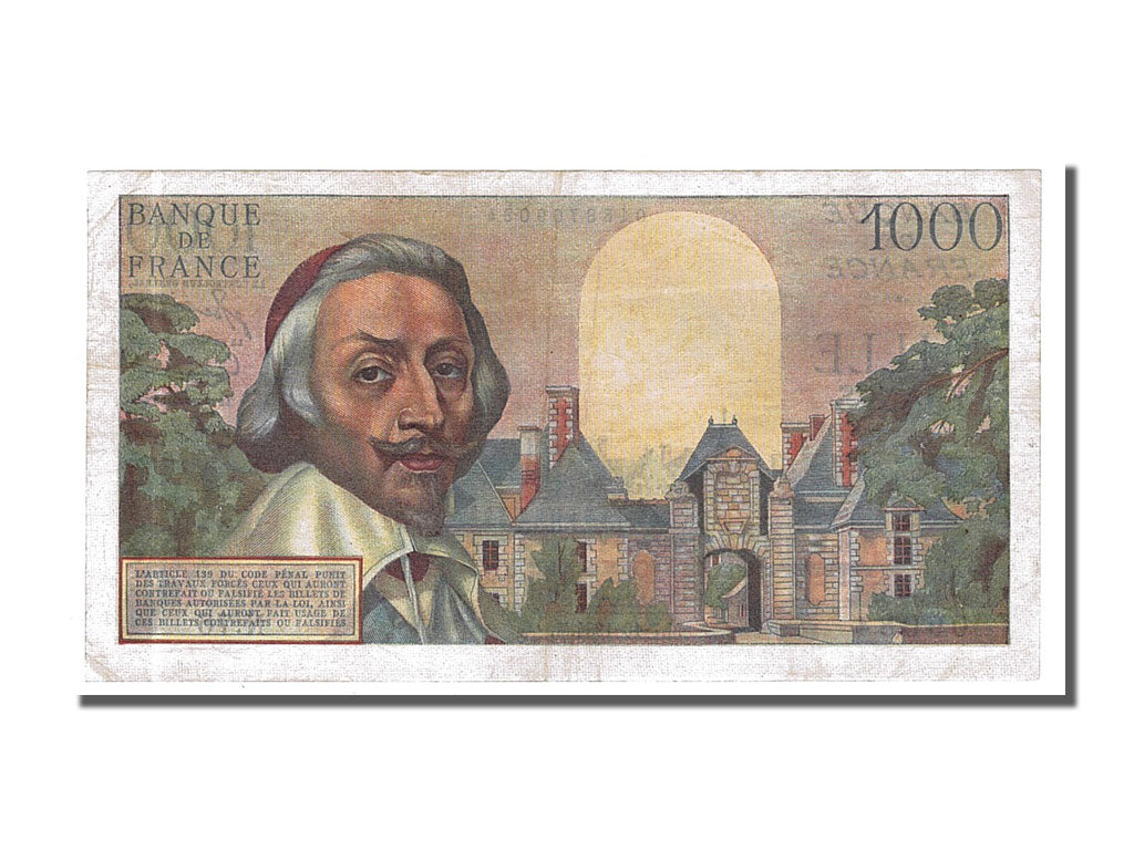 France, 1000 Francs, 1 000 F 1953-1957 ''Richelieu'', 1954, KM #134a,...