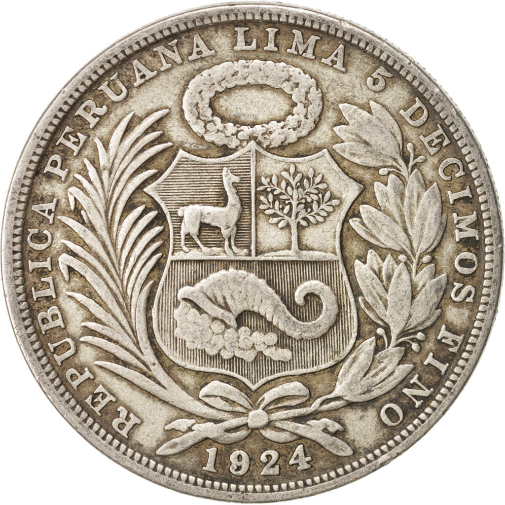 Peru, Sol, 1924, Philadelphia, EF(40-45), Silver, KM:218.1