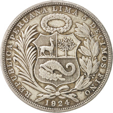 Peru, Sol, 1924, Philadelphia, EF(40-45), Silver, KM:218.1