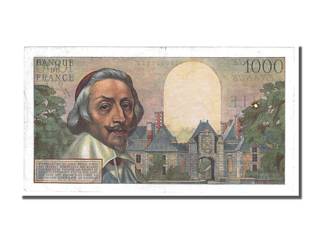 France, 1000 Francs, 1 000 F 1953-1957 ''Richelieu'', 1954, KM #134a,...
