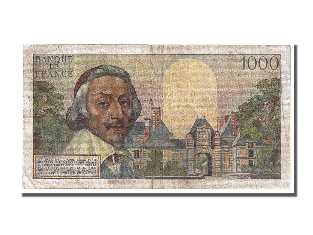 Billete, Francia, 1000 Francs, 1 000 F 1953-1957 ''Richelieu'', 1955