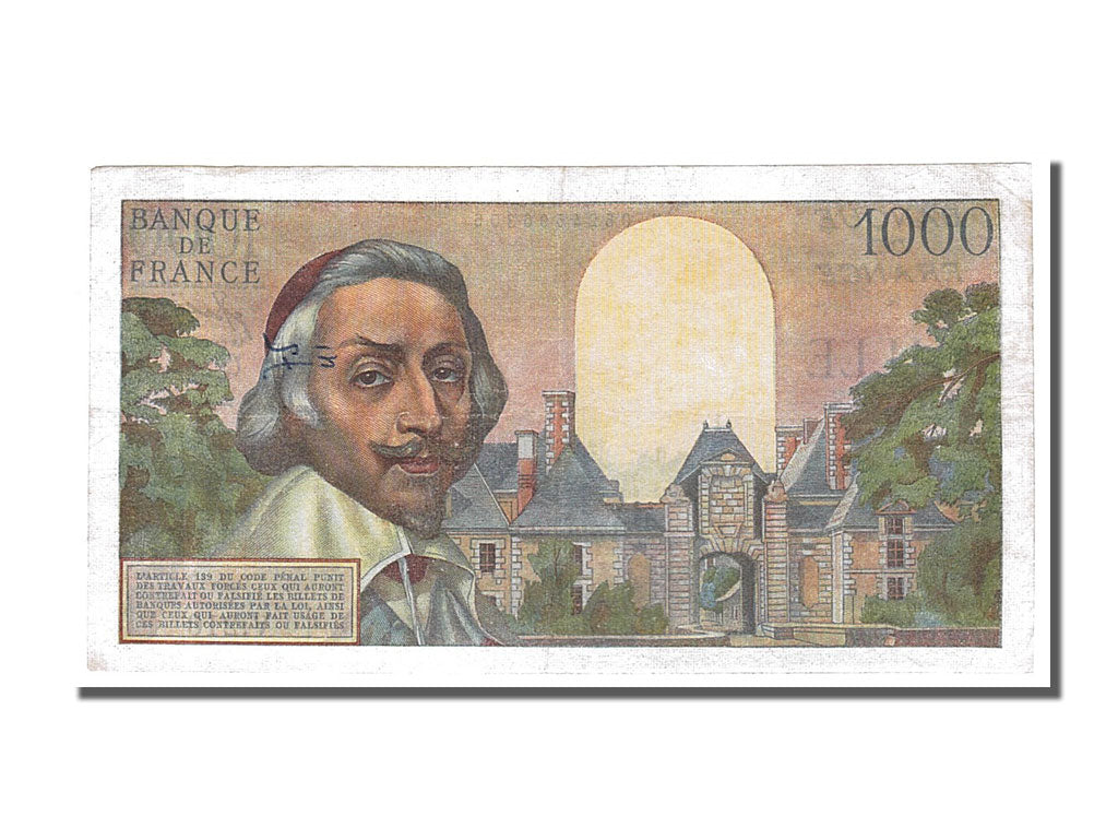France, 1000 Francs, 1 000 F 1953-1957 ''Richelieu'', 1955, KM #134a,...