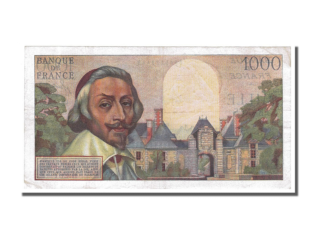 France, 1000 Francs, 1 000 F 1953-1957 ''Richelieu'', 1956, KM #134a,...