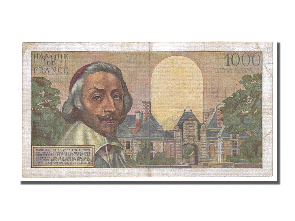 Banknote, France, 1000 Francs, 1 000 F 1953-1957 ''Richelieu'', 1956