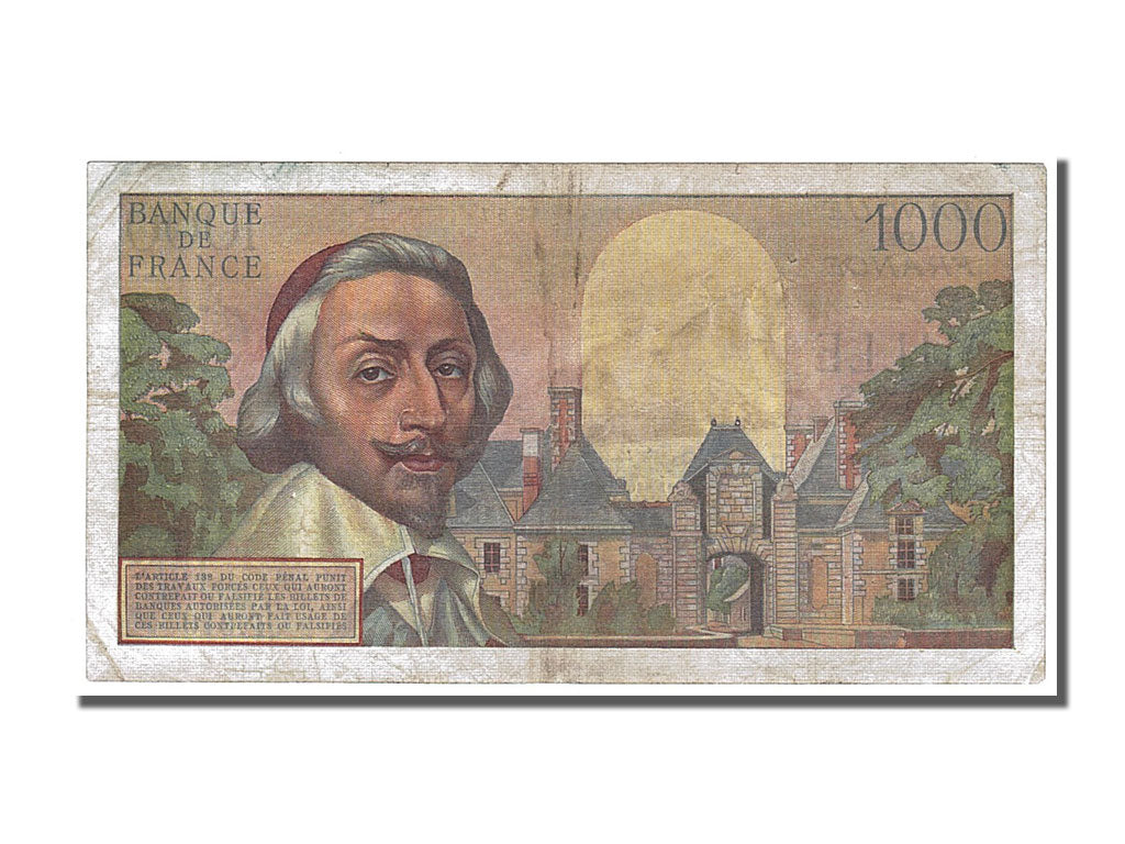 Francia, 1000 Francs, 1 000 F 1953-1957 ''Richelieu'', 1956, KM:134a, 1956-12...