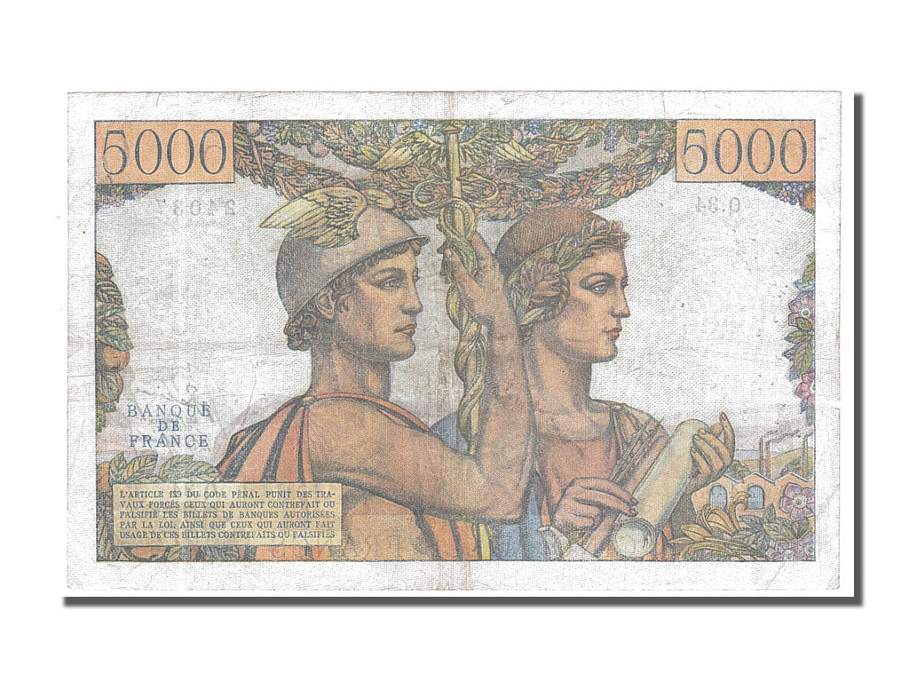 Francia, 5000 Francs, 5 000 F 1949-1957 ''Terre et Mer'', 1949, KM:131a, 1949...