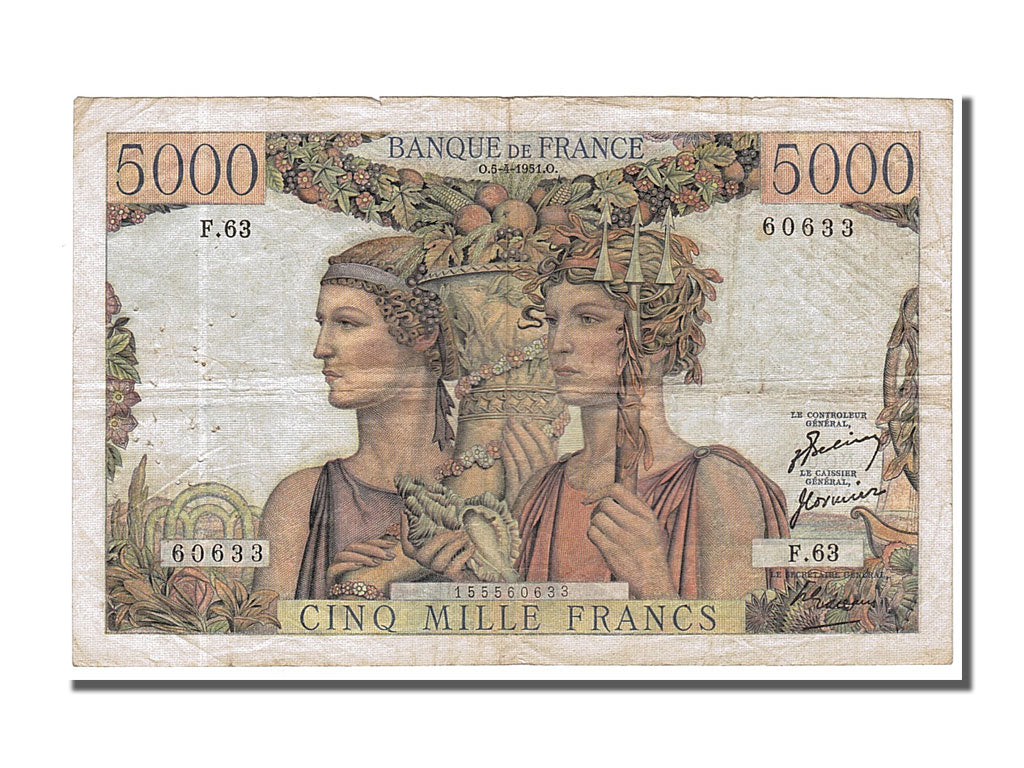 Billet, France, 5000 Francs, 5 000 F 1949-1957 ''Terre et Mer'', 1951