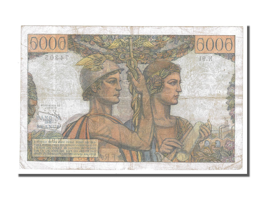 France, 5000 Francs, 5 000 F 1949-1957 ''Terre et Mer'', 1952, KM #131c,...