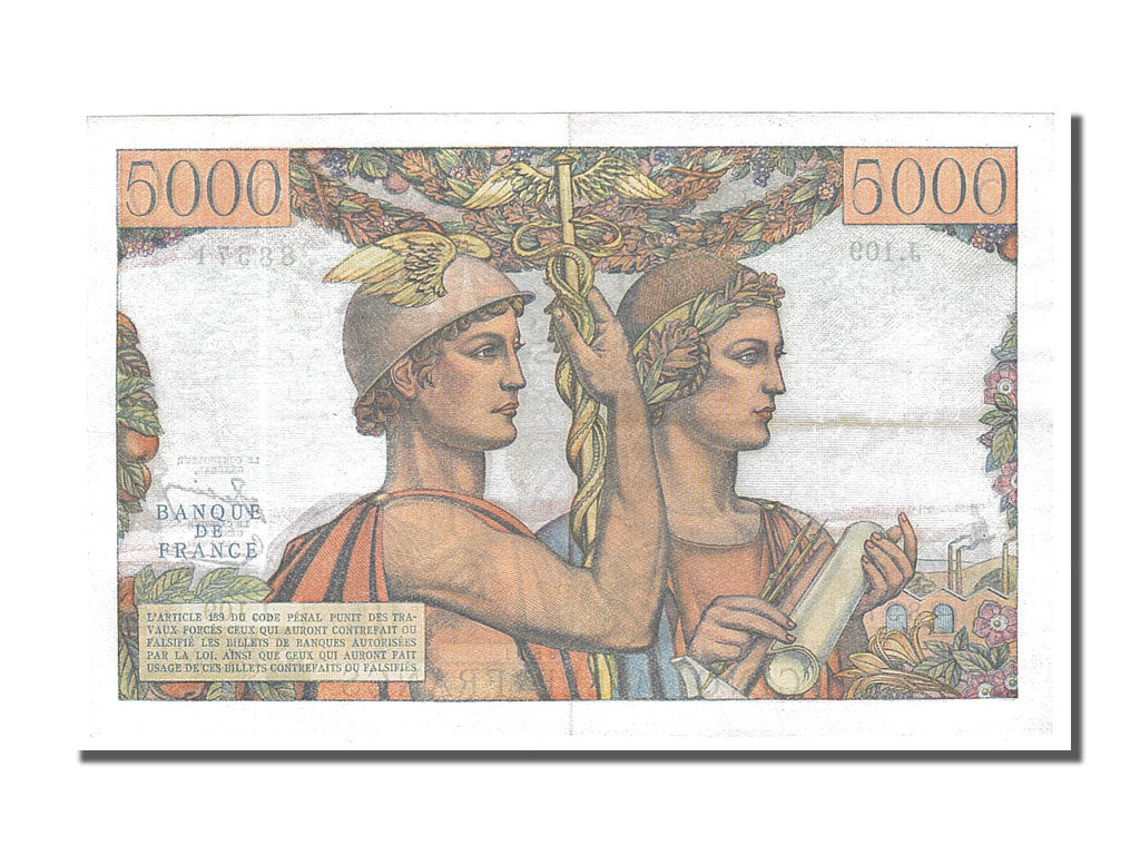 France, 5000 Francs, 5 000 F 1949-1957 ''Terre et Mer'', 1952, KM #131c,...