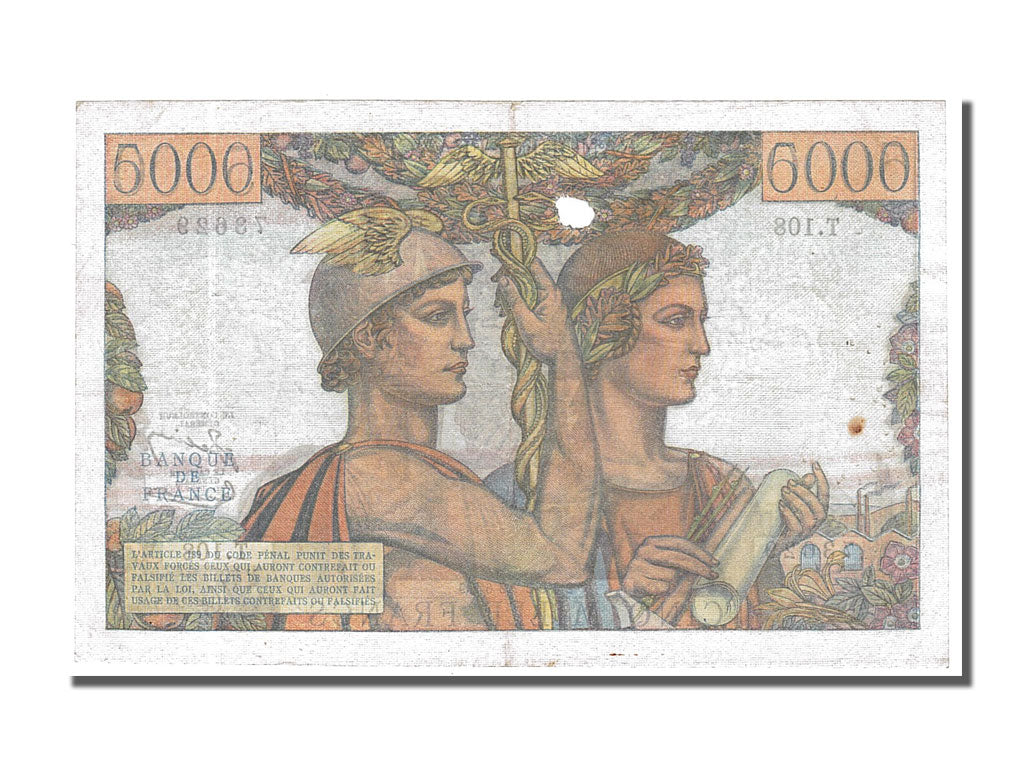 France, 5000 Francs, 5 000 F 1949-1957 ''Terre et Mer'', 1952, KM #131c,...