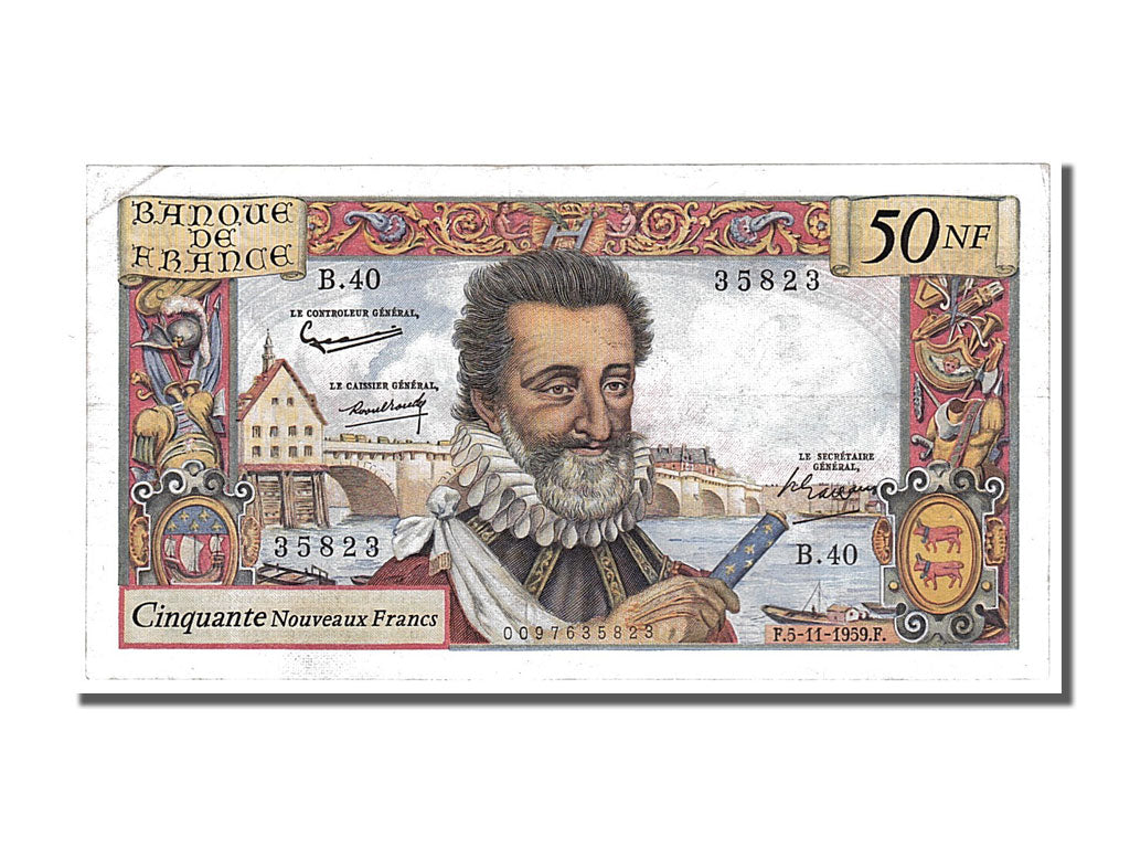 Francia, 50 Nouveaux Francs, 50 NF 1959-1961 ''Henri IV'', 1959, KM:143a, 195...
