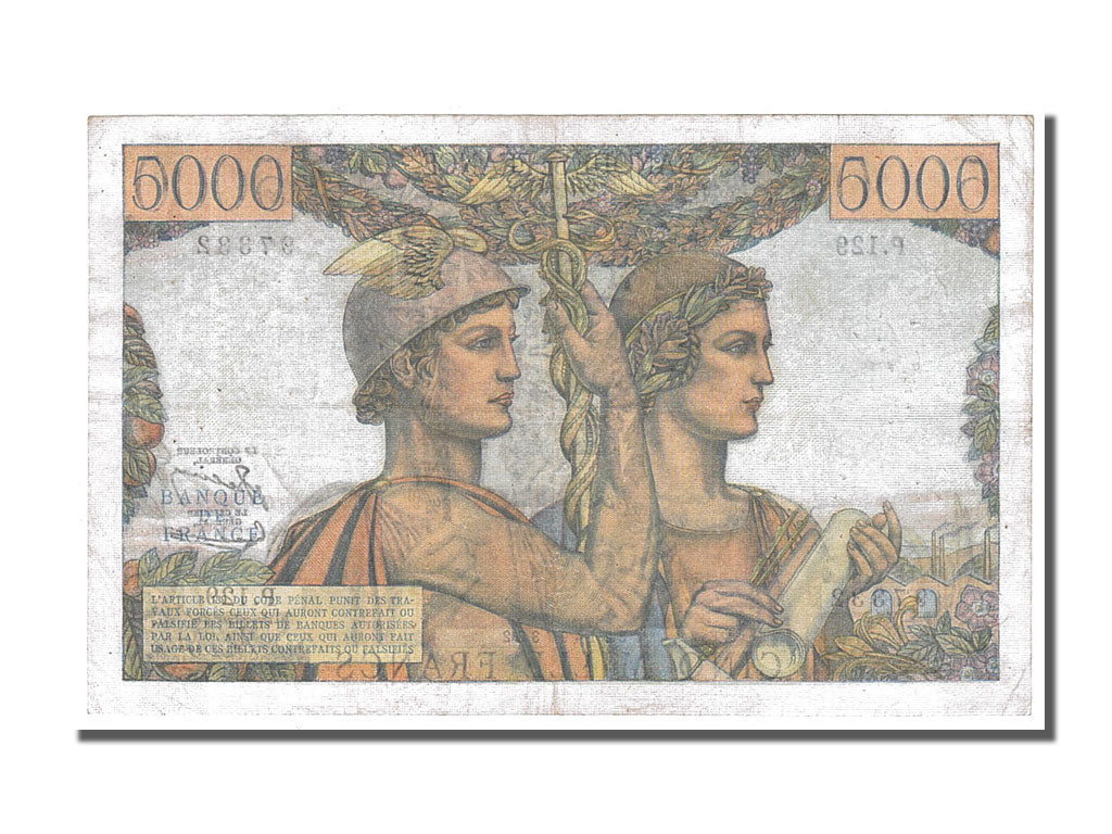 France, 5000 Francs, 5 000 F 1949-1957 ''Terre et Mer'', 1953, KM #131c,...