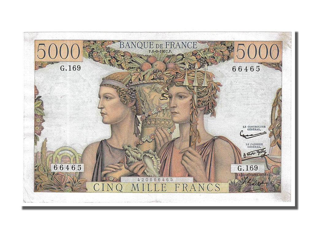 Biljet, Frankrijk, 5000 Francs, 5 000 F 1949-1957 ''Terre et Mer'', 1957