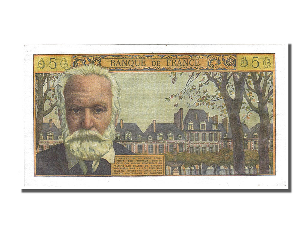 Banknote, France, 5 Nouveaux Francs, 5 NF 1959-1965 ''Victor Hugo'', 1962