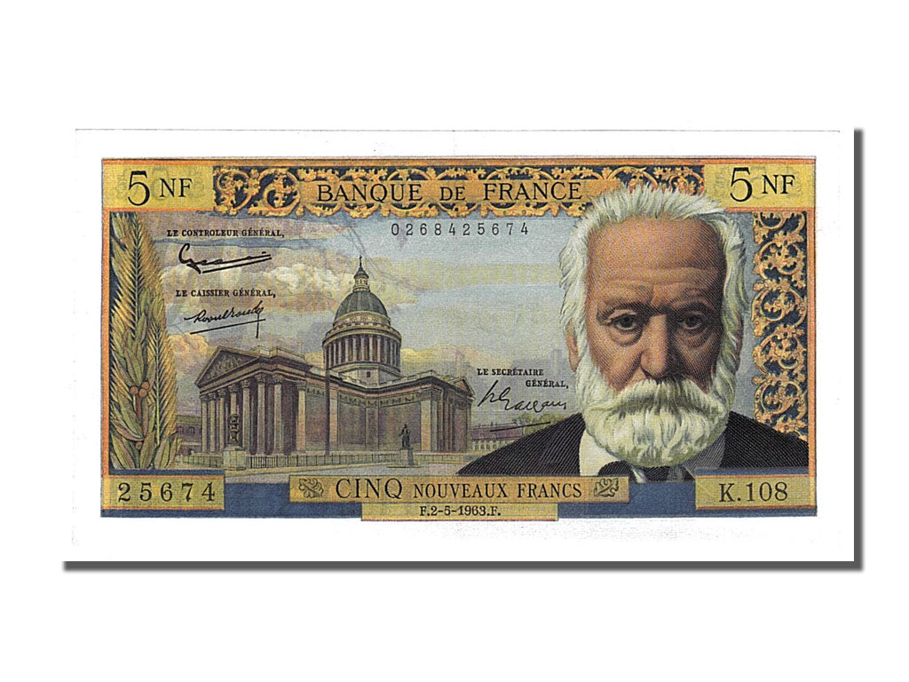 France, 5 Nouveaux Francs, 5 NF 1959-1965 ''Victor Hugo'', 1963, KM #141a,...