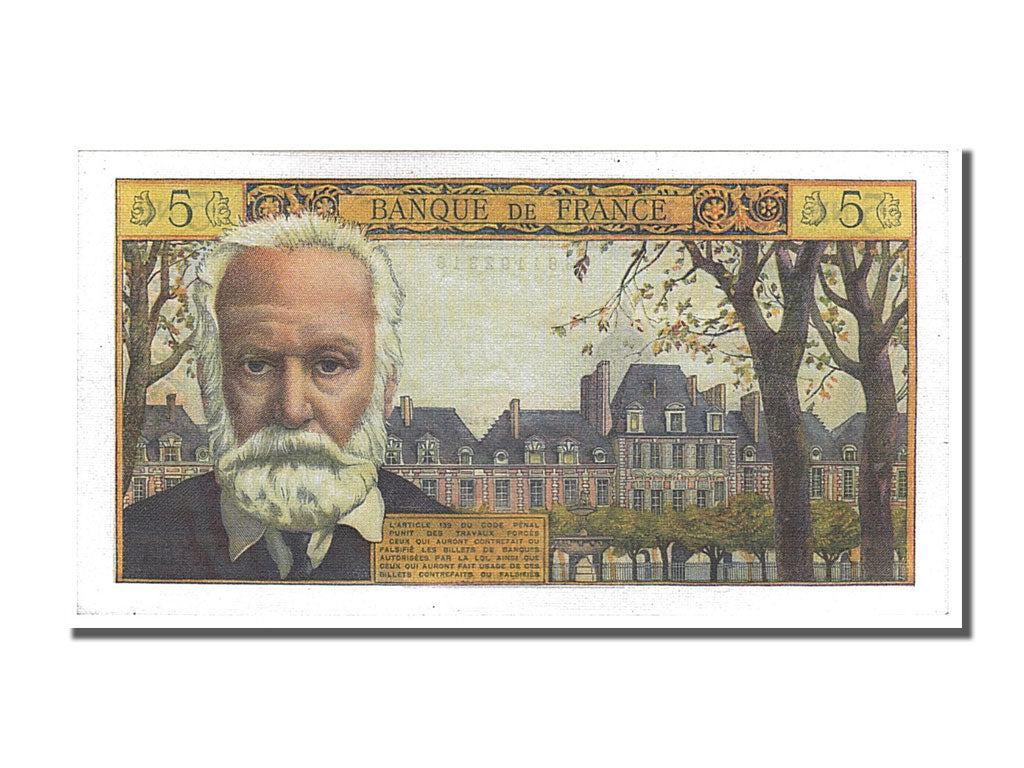 Biljet, Frankrijk, 5 Nouveaux Francs, 5 NF 1959-1965 ''Victor Hugo'', 1965