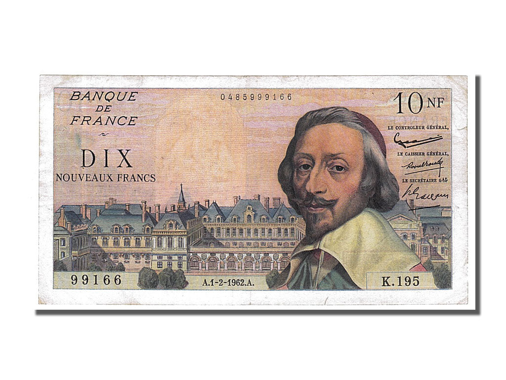 Geldschein, Frankreich, 10 Nouveaux Francs, 10 NF 1959-1963 ''Richelieu'', 1962