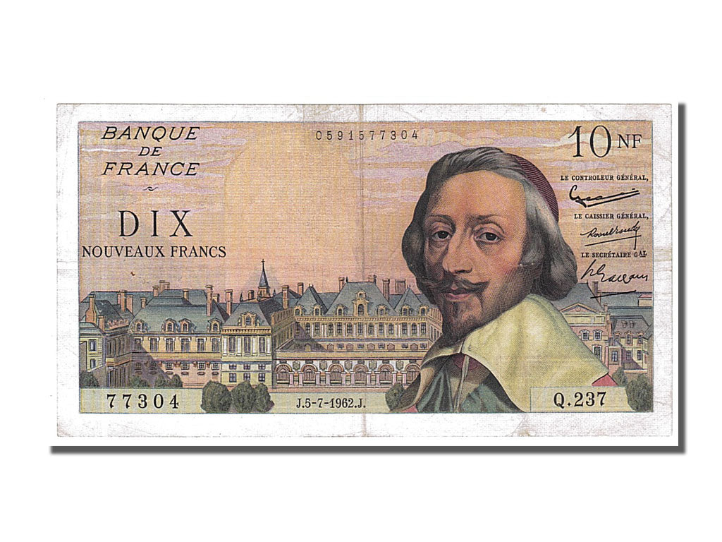 Banconote, Francia, 10 Nouveaux Francs, 10 NF 1959-1963 ''Richelieu'', 1962