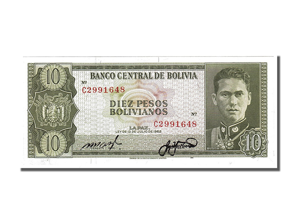 Bolivia, 10 Pesos Bolivianos, 1962, KM #154a, UNC(65-70), C