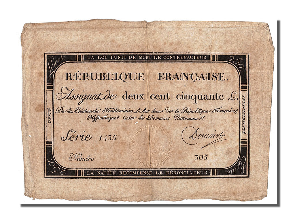 Francia, 250 Livres, 1793, Domain, KM:A75, MB+, Lafaurie:170