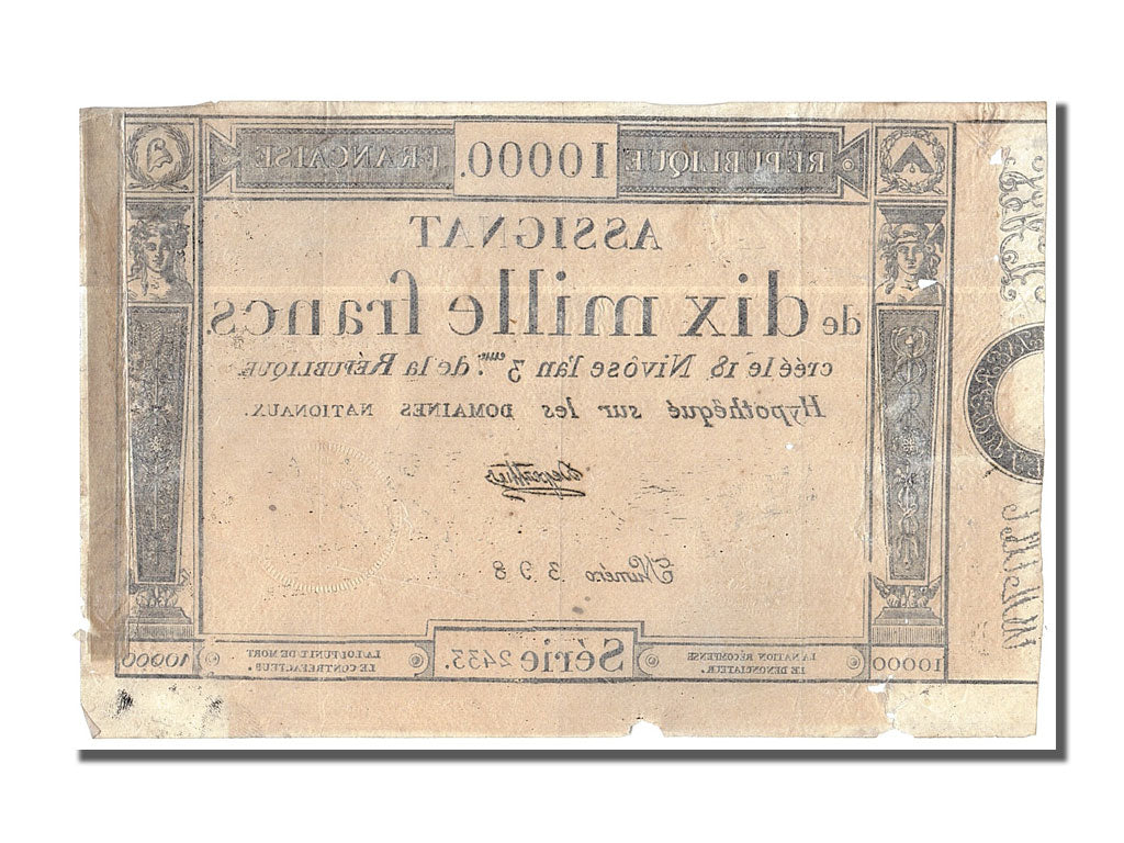 FRANCE, 10 000 Francs, 1795, 1795-01-07, EF(40-45), Lafaurie #177, FRANCE, 10...